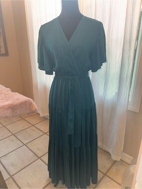 Petal & Pup Teal Wrap Maxi Dress with Tie Waist Size L